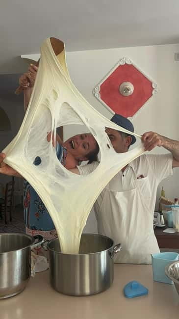 Amalfi Coast: Mozzarella, Pasta and Tiramisù Cooking Class - Stretching Fresh Mozzarella by Hand