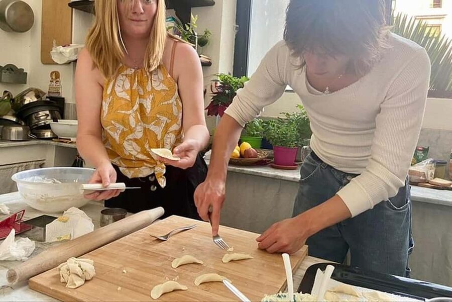 Catania: Pistachio Ravioli, Pasta Home Cooking Class w/ Wine - Making the dough from scratch
