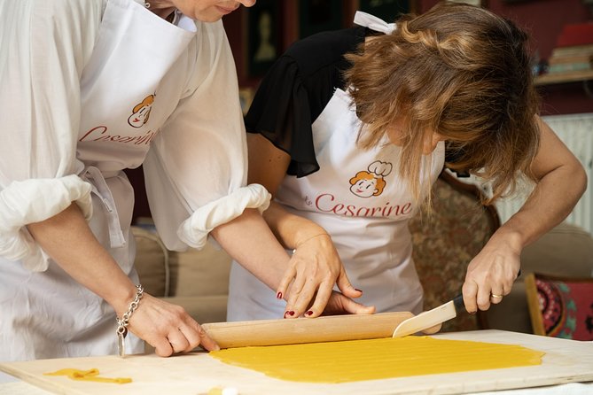 Cesarine: Small group Pasta and Tiramisu class in Bologna - From work surface to shared table