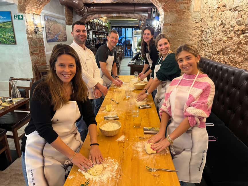 Florence Cooking Class: Ravioli & Pasta & Wine + Gift Apron - Making dough from flour and water