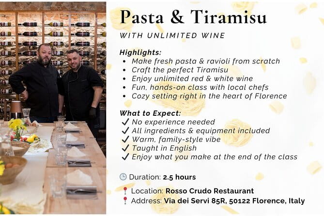 Florence: Pasta & Tiramisu Cooking Class with Unlimited Wine - Making Tiramisu Before Dinner