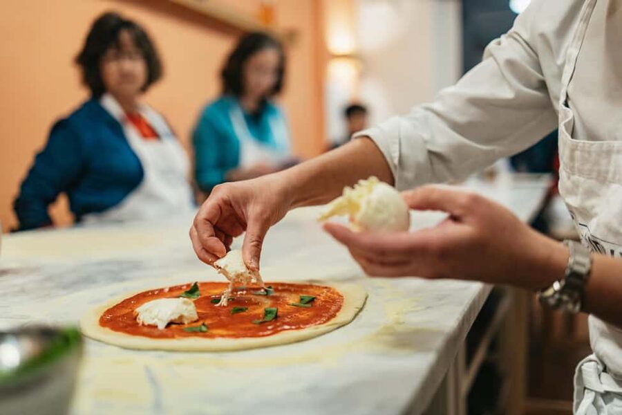 Florence: Premium Pizza & Gelato Preparation Class with Wine - Making pizza instead of just ordering it