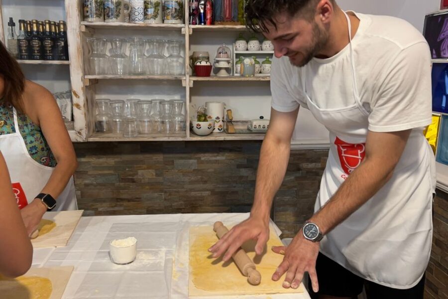 Pasta and tiramisù Cooking class with Wine at Piazza Navona - Choosing a sauce and sitting down to eat
