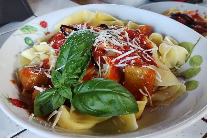 Pasta Class Cook Traditional -Sciacca-Wine included-Shuttle extra - Tagliatelle alla Norma and the meal afterward