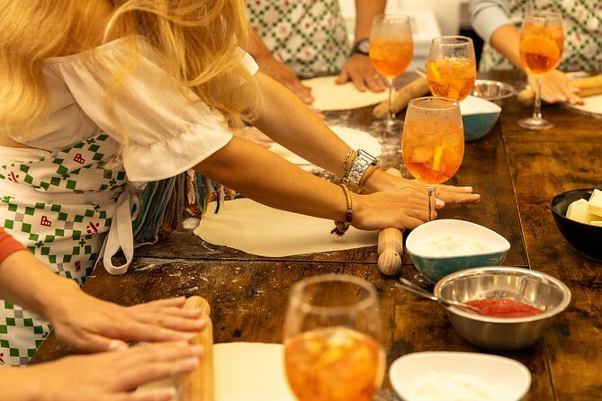 Rome Pizza Making Class with Spritz Cocktails - Mixing Aperol, Hugo, and other Italian spritzes