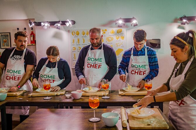 Rome Tipsy Cooking Class: Make Pasta and Mix 3 Spritz Cocktails - Rolling, cutting, and cooking your fettuccine