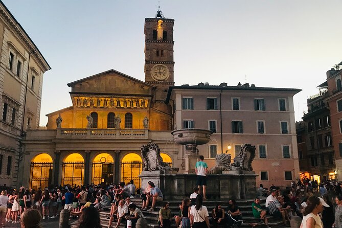 Street food and pasta in Rome - Pizza and mortadella on Viale di Trastevere